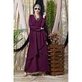 Asymmetrical abaya with overlapped panel- Wine